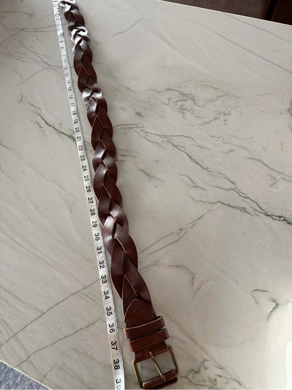Women’s ABERCROMBIE & FITCH Braided Y2K Leather Belt-Brown-XS/S